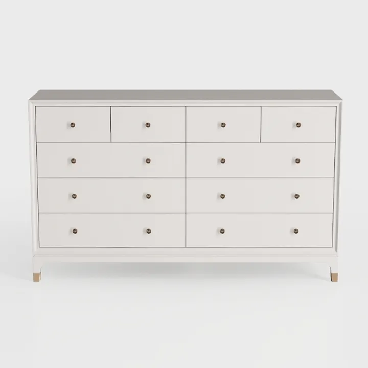 Minimalist White Solid Wood 10 Drawer Dresser 3D Model