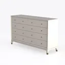 Minimalist White Solid Wood 10 Drawer Dresser 3D Model Left 45 Degree View