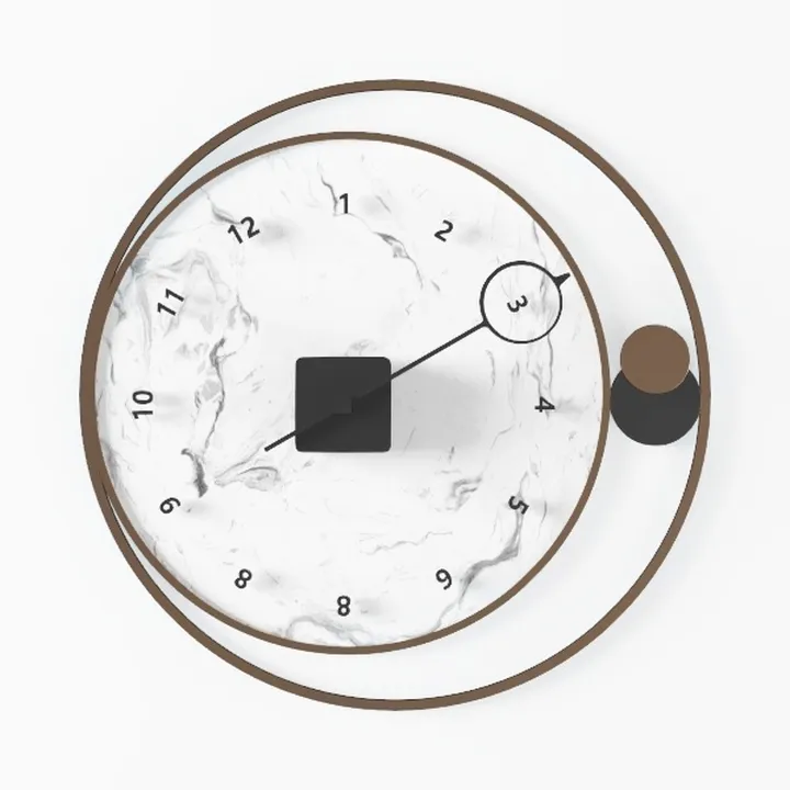 Modern Marble Metal Double Layer Wall Clock 3D Model