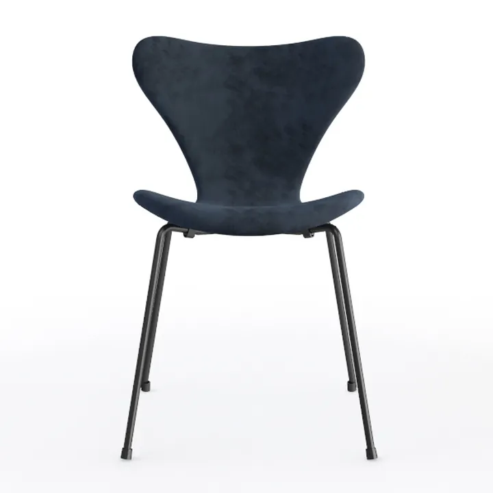 Modern Navy Velvet Upholstered Metal Frame Dining Chair 3D Model