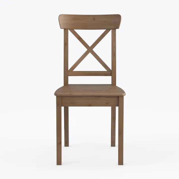 Minimalist Solid Wood Cross Back Dining Chair 3D Model