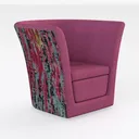 Modern Pink Fabric Tub Armchair 3D Model Right 45 Degree View