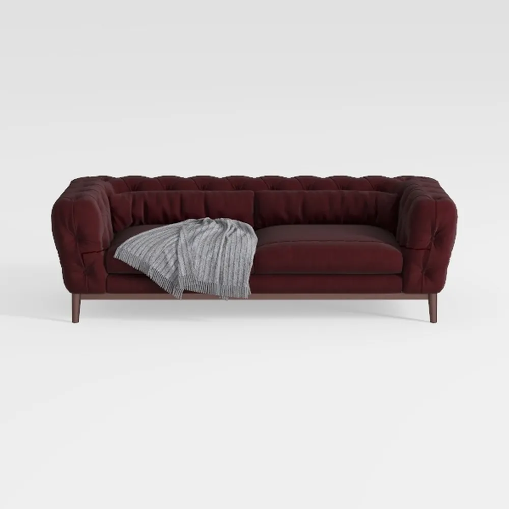 Chesterfield 3 Seater Sofa, Modern Leather Tufted 