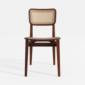 Mid Century Modern Walnut Rattan Dining Chair 3D Model