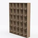Minimalist Solid Oak Bookshelf Open Storage 3D Model Left 45 Degree View