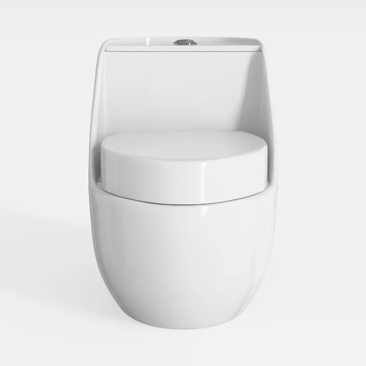 Minimalist White Ceramic One Piece Toilet 3D Model