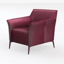 Modern Burgundy Leather Armchair 3D Model Left 45 Degree View
