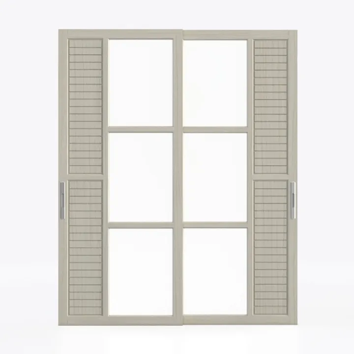 Minimalist Solid Wood Glass Sliding Door 3D Model