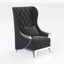Modern Luxury Leather Tufted Wingback Armchair 3D Model Right 45 Degree View