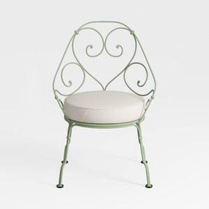 Vintage Mint Green Metal Fabric Upholstered Accent Chair 3D Model