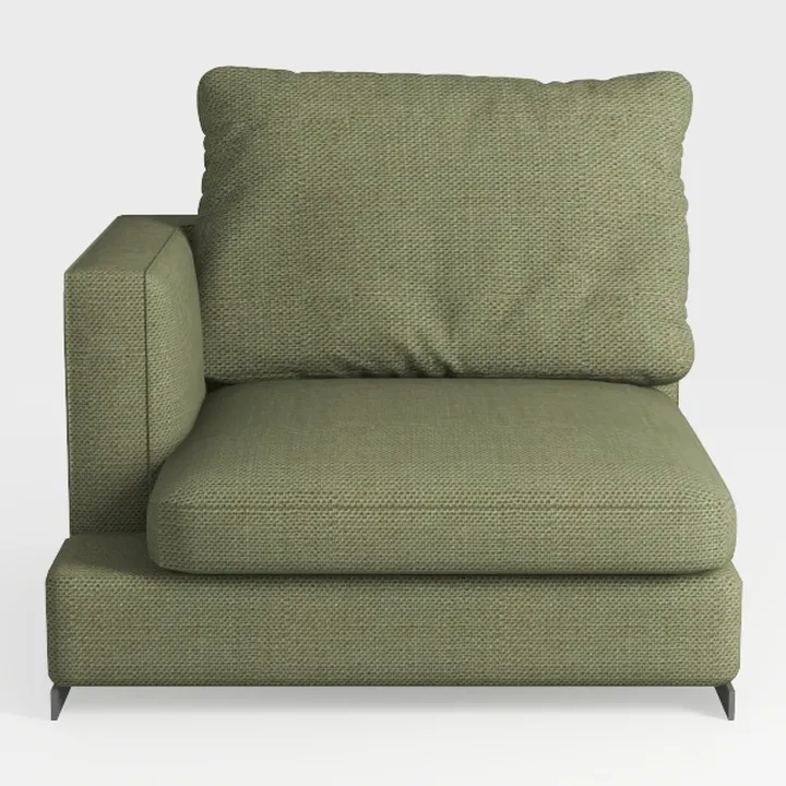 Modern Sage Green Fabric Left Arm Sofa Chair 3D Model