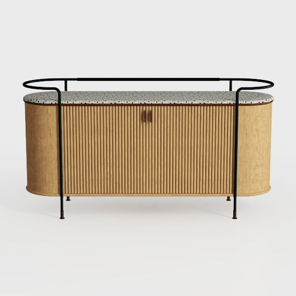 Buffet Cabinet with Storage, 35&quot; Fluted Sideboard