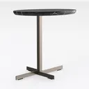 Modern Black Marble Top Metal Frame Round Side Table 3D Model Right 45 Degree View
