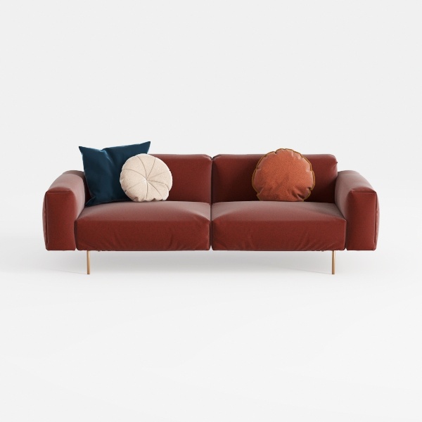 RENDGO Velvet Loveseat Sofa, 64.2&#39;&#39; Mid Modern Sma