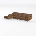 Modern Brown Leather L Shaped Sectional Sofa 3D Model Left 45 Degree View