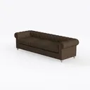 Classic Tufted Brown Fabric Chesterfield Sofa 3D Model Left 45 Degree View