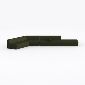 Minimalist Dark Green Fabric Modular Sectional Sofa 3D Model