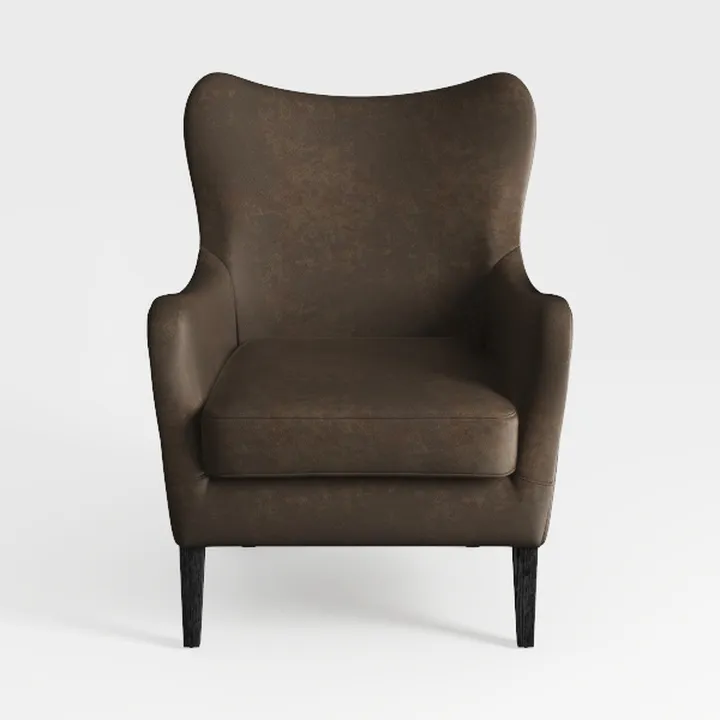 Vintage Brown Leather Wingback Armchair 3D Model