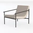 Minimalist Metal Fabric Armchair 3D Model Left 45 Degree View