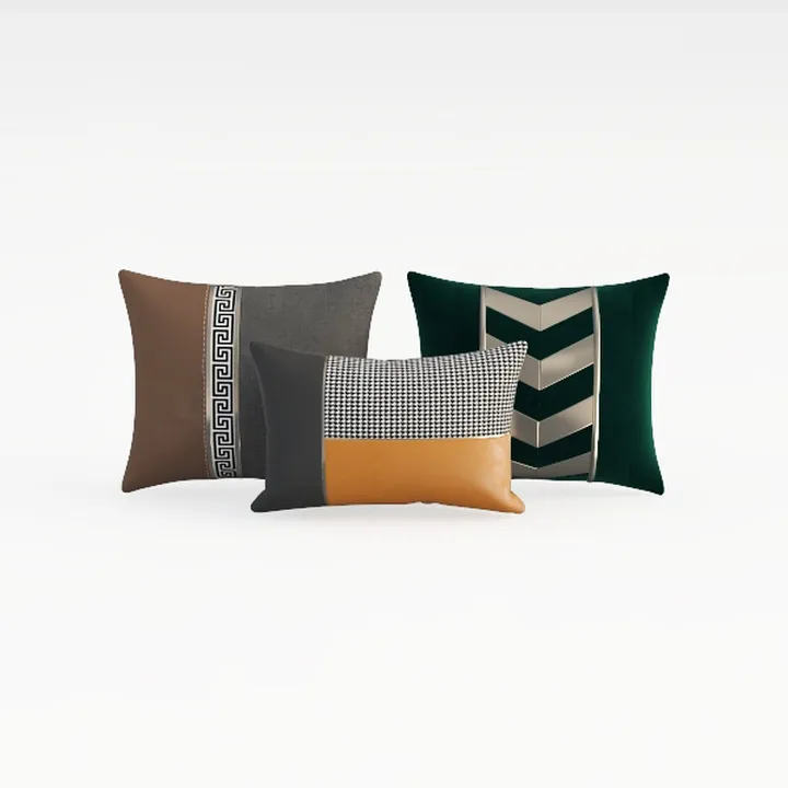 Luxury Mixed Fabric Decorative Throw Pillows 3D Model