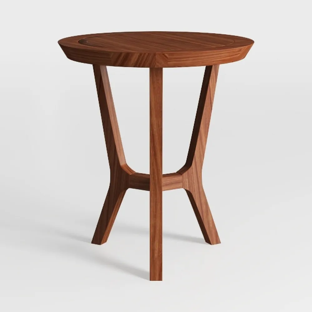 Tangkula Patio Folding Side Table, Teak Wood Round