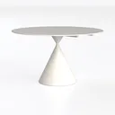 Minimalist White Solid Wood Round Dining Table 3D Model Left 45 Degree View