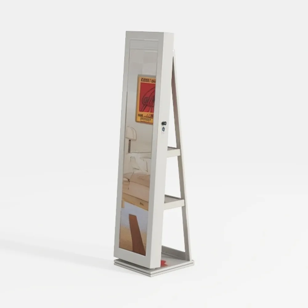 Full Length Mirror 360° Swivel Jewelry Cabinet Wit