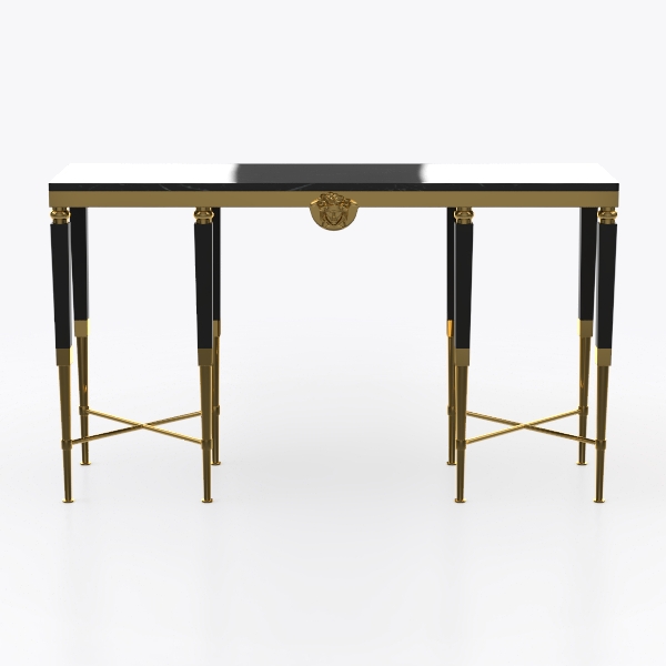 Daxton 47.25 in. Black Rectangle Faux Marble Conso