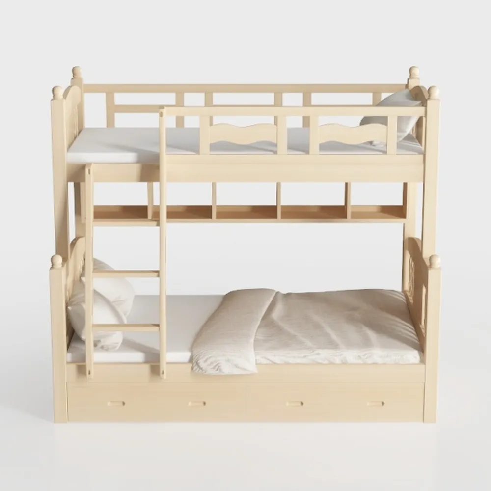 Full XL Over Queen Bunk Bed with Full Length Guard