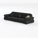 Modern Black Leather Tufted Oversized Sofa 3D Model Left 45 Degree View