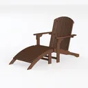 Solid Wood Adirondack Lounge Chair with Ottoman 3D Model Left 45 Degree View
