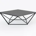 Modern Marble Top Black Metal Frame Coffee Table 3D Model Right 45 Degree View