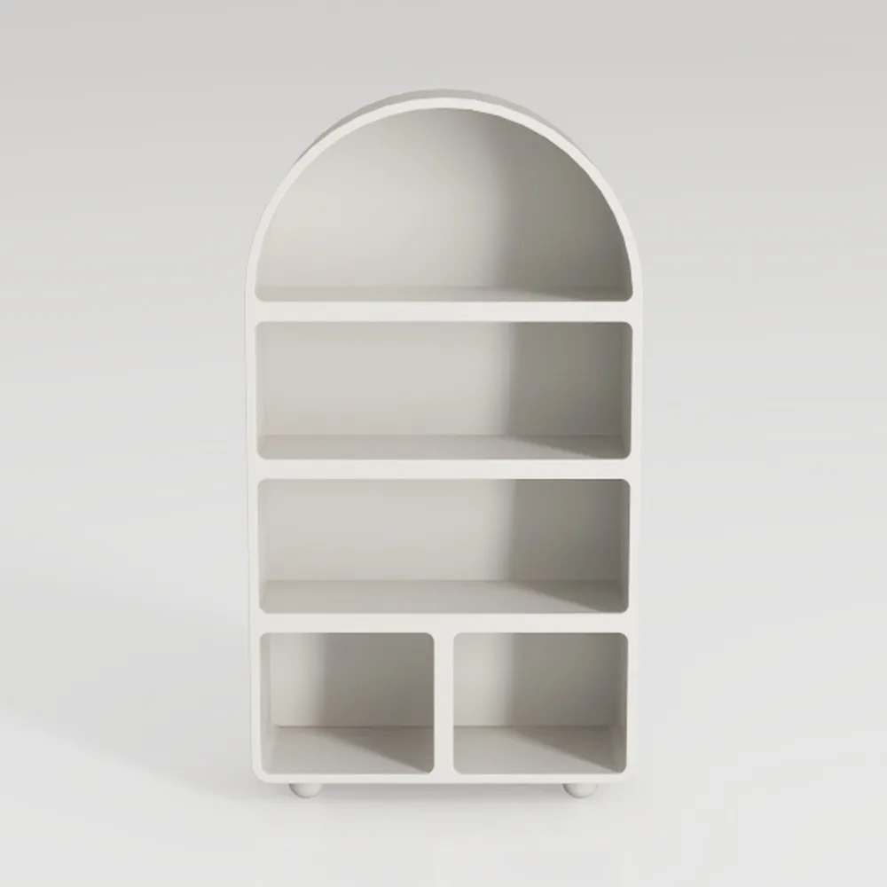 71" Tall Fluted Arched Bookshelf with Sliding