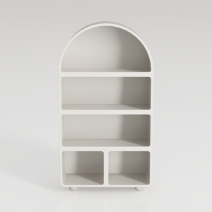 71" Tall Fluted Arched Bookshelf with Sliding