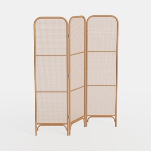 Minimalist Rattan Folding Room Divider Screen 3D Model
