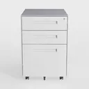 Minimalist White Metal Mobile Filing Cabinet 3D Model Front View