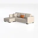 Modern Minimalist Leather L Shape Sectional Sofa 3D Model Left 45 Degree View