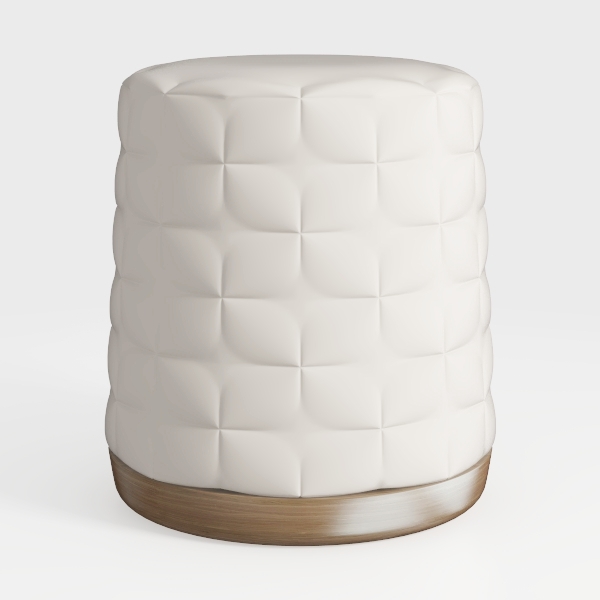 White Velvet Upholstered Petal-Shaped 18 in. Boucl