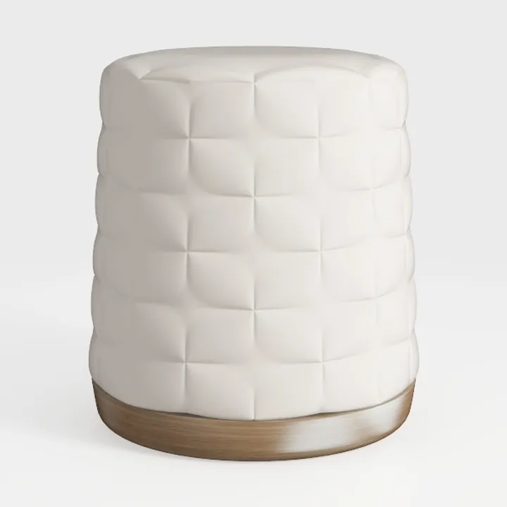 White Velvet Upholstered Petal-Shaped 18 in. Boucl