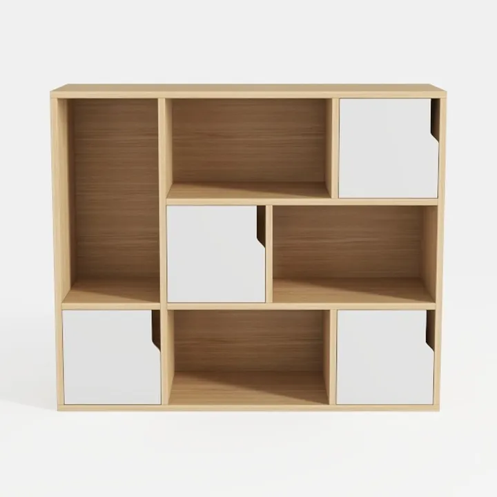 Minimalist Solid Oak Open Storage Bookshelf 3D Model