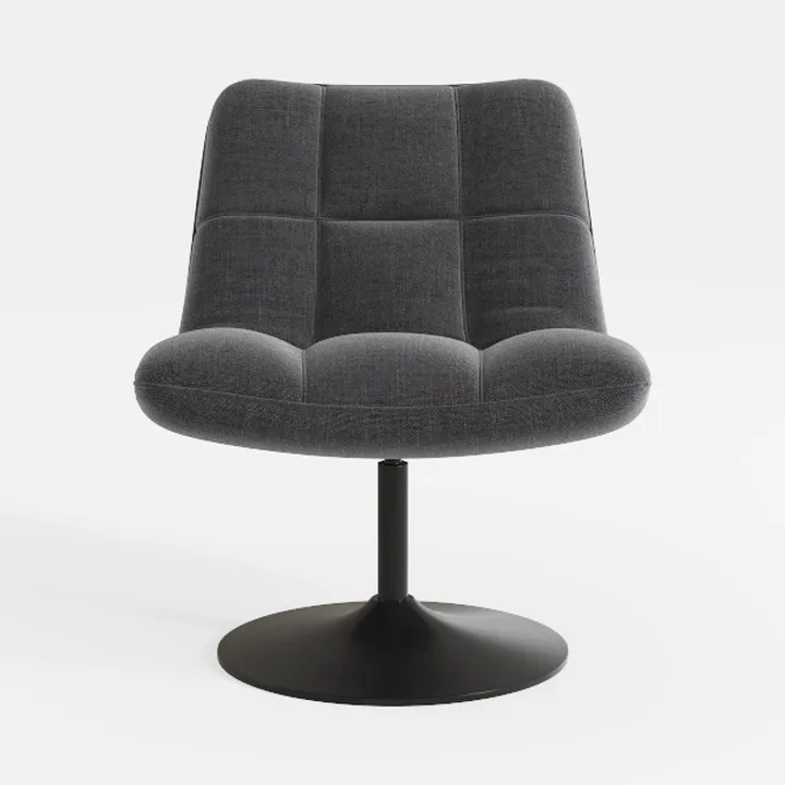 Minimalist Dark Fabric Upholstered Swivel Armchair 3D Model