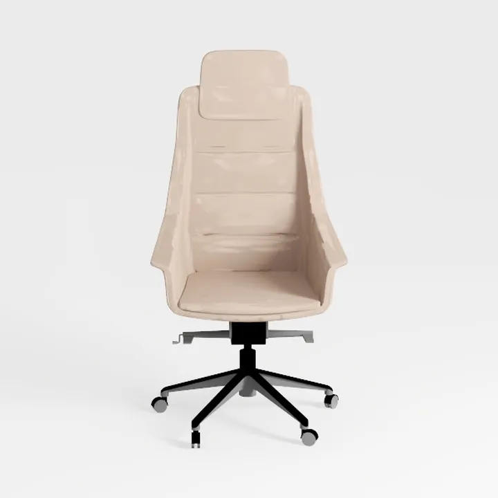 Modern Minimalist Beige Leather Office Chair 3D Model