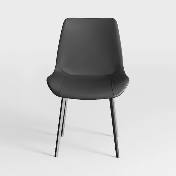 Modern Minimalist Black Leather Metal Dining Chair 3D Model