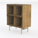 VECELO Corner Cabinet Table with 3-Tier Shelf Left 45 Degree View
