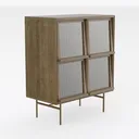 VECELO Corner Cabinet Table with 3-Tier Shelf Right 45 Degree View