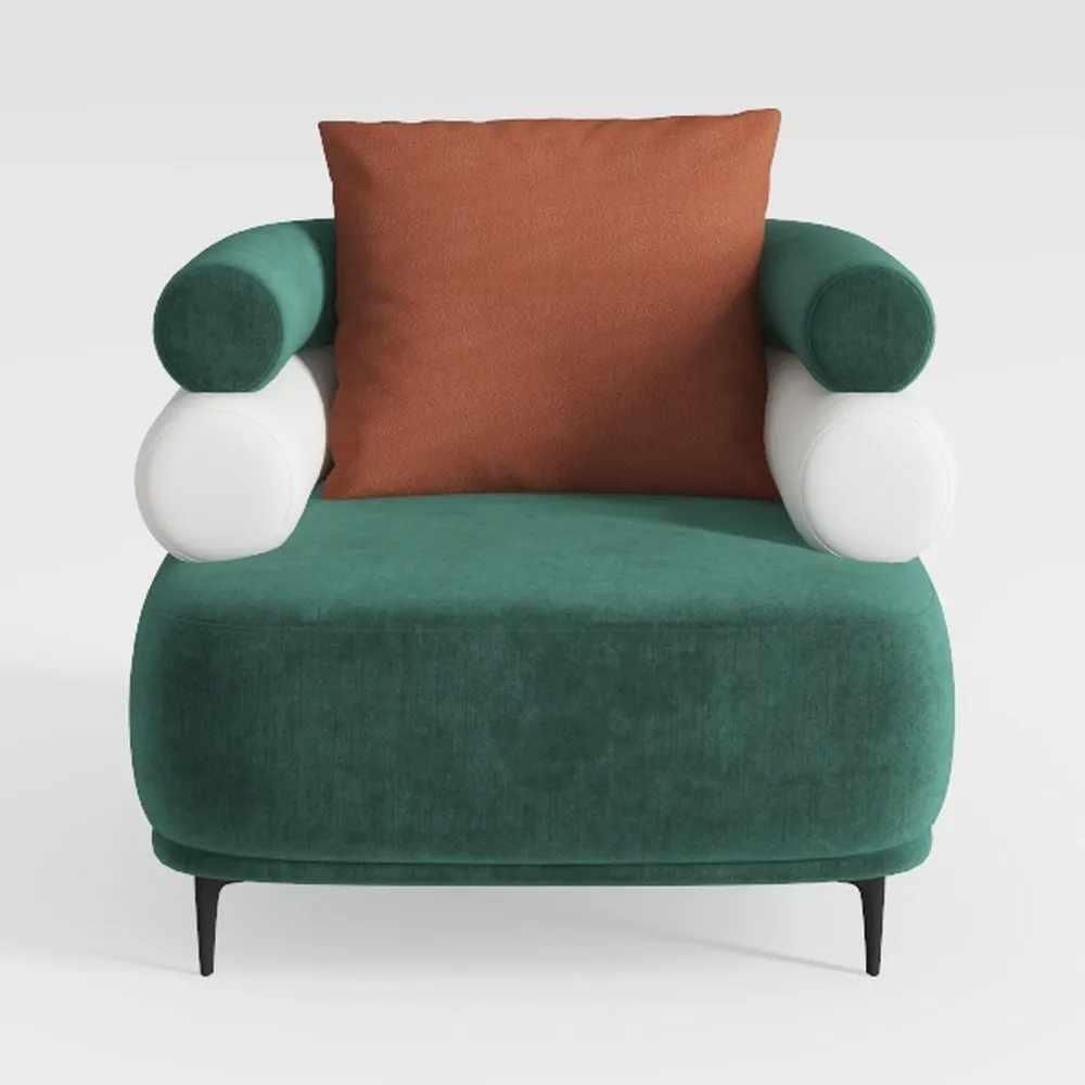 Modern Upholstered 360°Swivel Accent Chair Barrel 