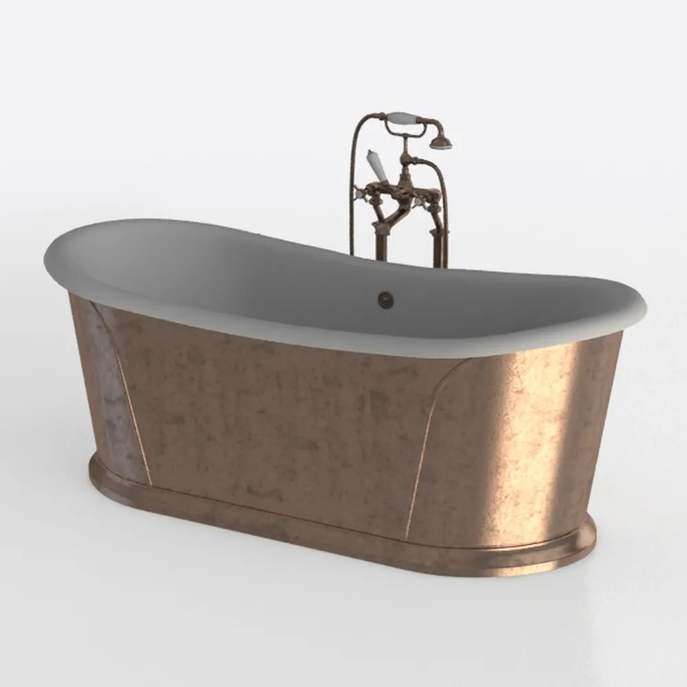 CHETTO C Hammered Copper Double-Slipper Tub with