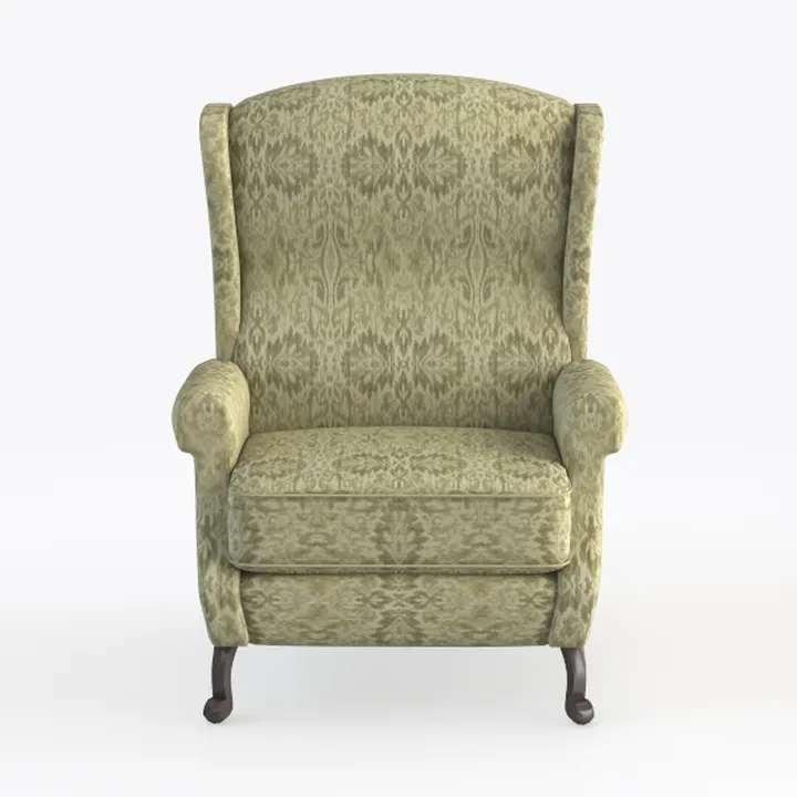 Vintage Pattern Fabric Wingback Armchair 3D Model