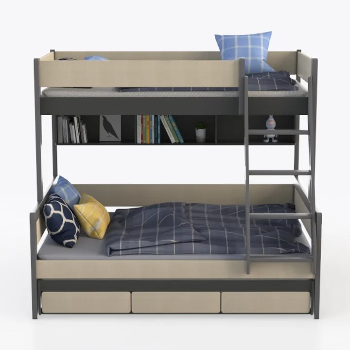 Benzara Sifa Twin Bunk Bed, Convenient Ladder, Arc