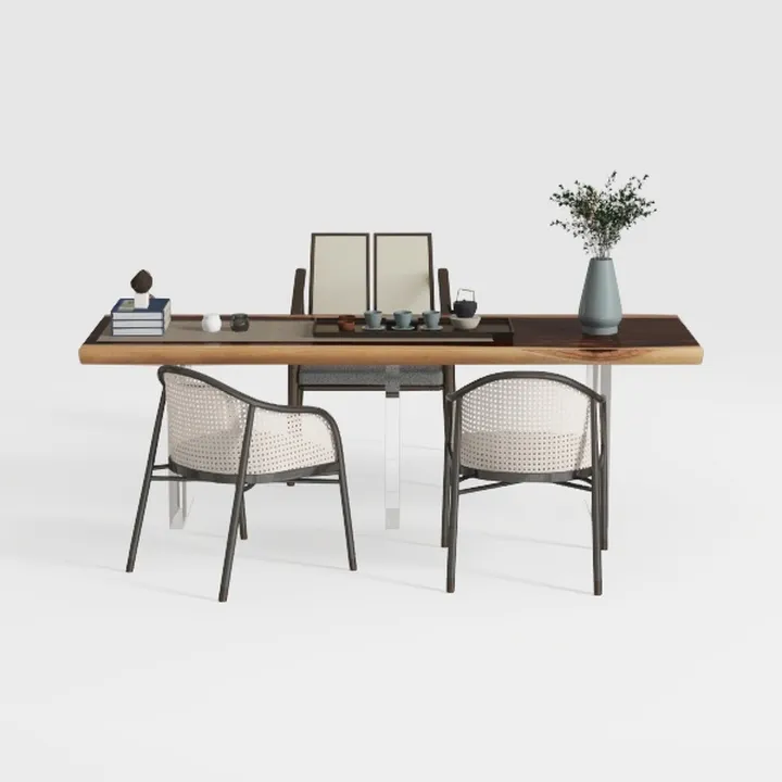 Art Leon Rattan Dining Chairs Set of 4 - Mid